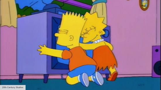 Bart a Lisa objímajúci televízor v Simpsonovcoch